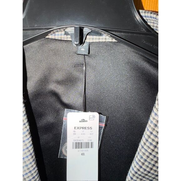 Express Men's $298 Slim Houndstooth Flannel Suit Jacket size 40L nwt (6308) - Picture 5 of 9